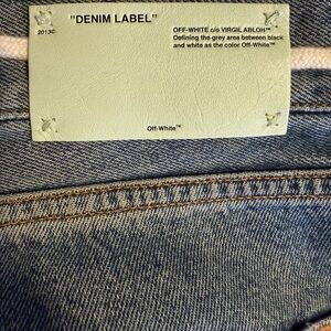OFF-WHITE c/o Virgil Abloh, incredibly rare 2013 5 pocket crop jeans. Size 36.